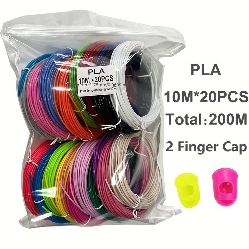 94 Color 3D Pen PLA Filament Refills, 97.54m Total, Pack With 4 Finger Caps - Cyprus