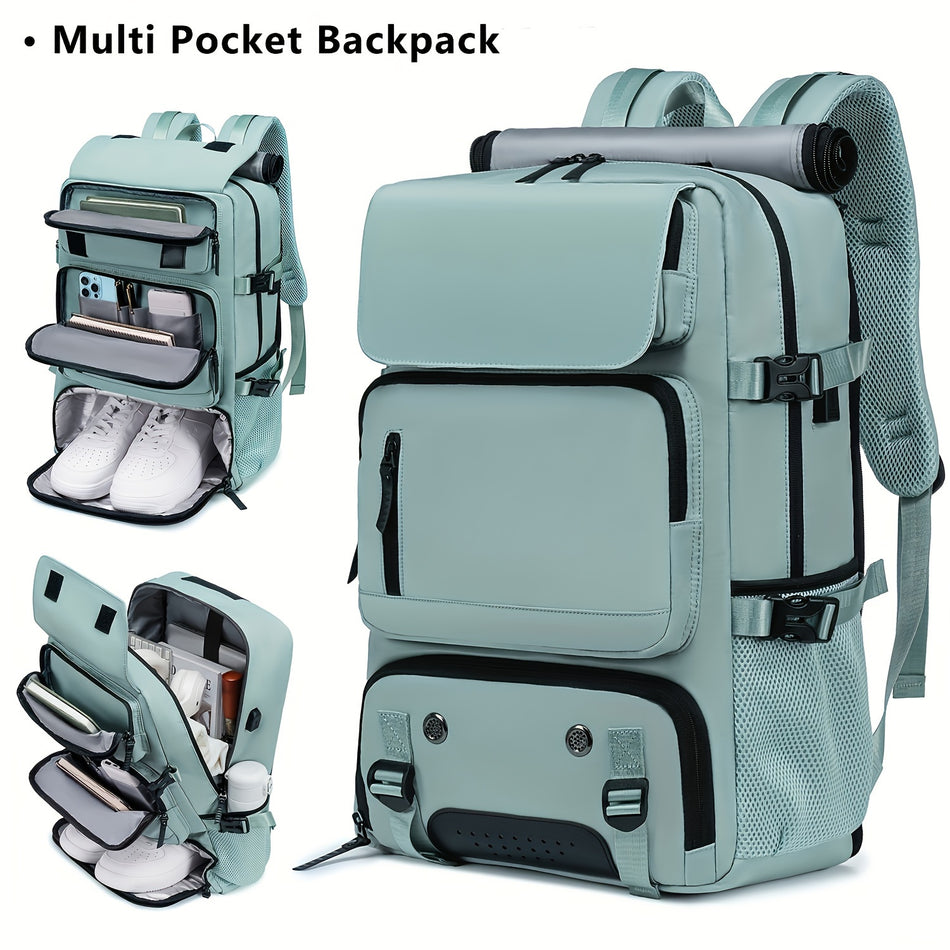 Large Capacity Waterproof Backpack with Shoes Compartment & USB Port - Ideal for Hiking & Business - Cyprus