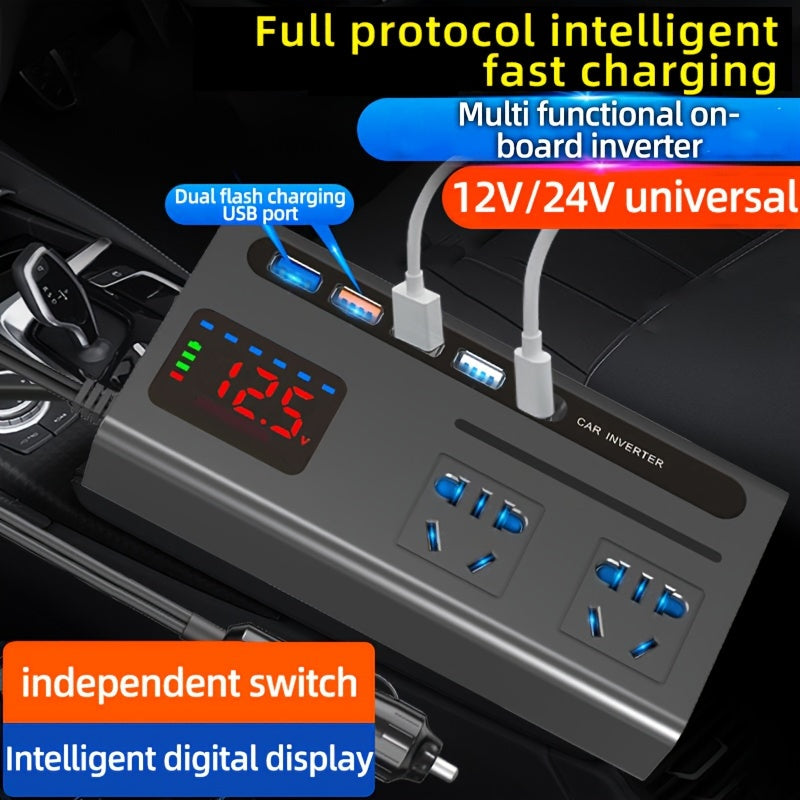 200W Car Power Inverter with LED Display & Fast Charging - Cyprus