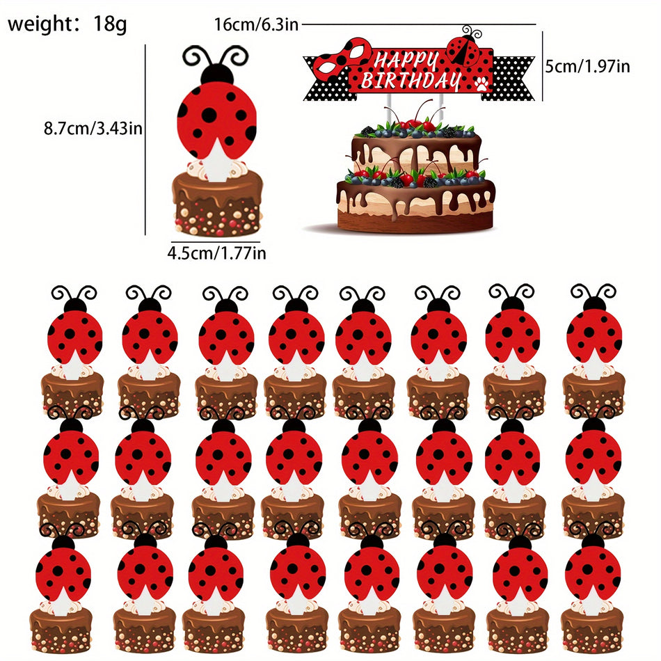 🔵 Ladybug κέικ διακόσμηση γενεθλίων πάρτι polka dot διακόσμηση προμήθειες - Κύπρος