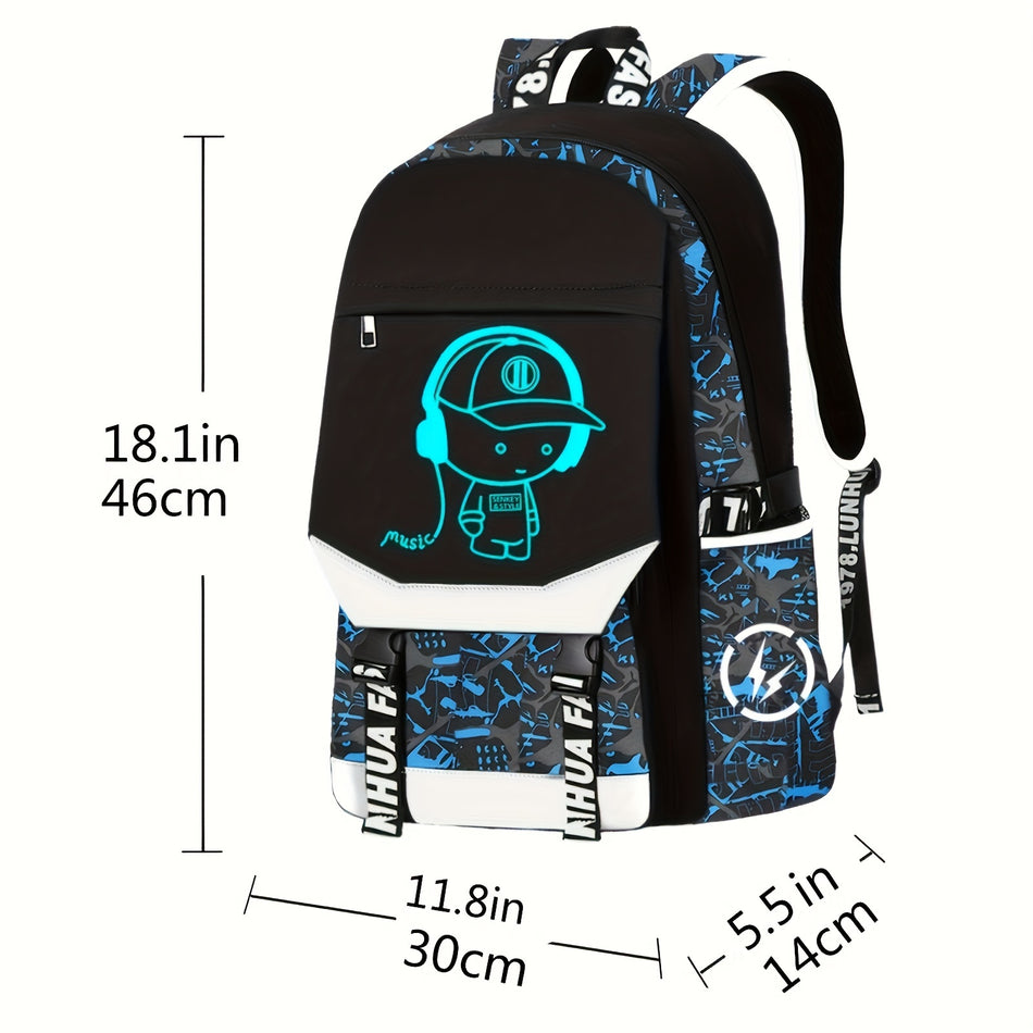 Luminous Print großer Schulbeutel mit großer Kapazität - Streetstyle -Rucksack - Zypern