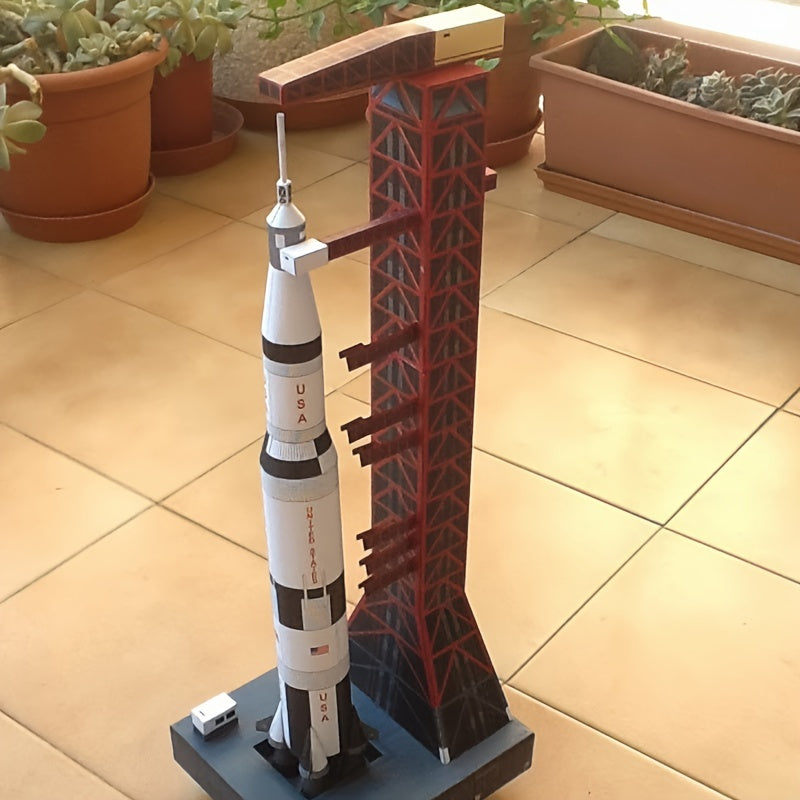 DIY 1:300 Scale Saturn V Rocket & Launch Tower Paper Model Kit - Cyprus