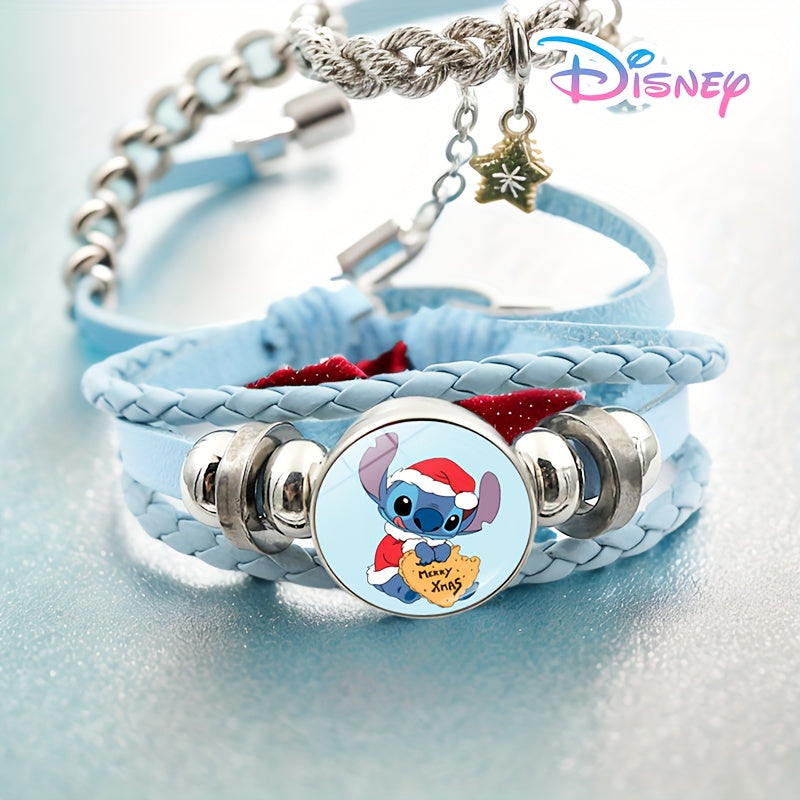 Stitch Christmas Charm Bracelet, Glass Material, Festive Holiday Party Decoration & Accessory, No Battery Needed, Featherless, UME Brand, Suitable for Halloween, Hanukkah, Thanksgiving, Valentine's Day - 1 Piece