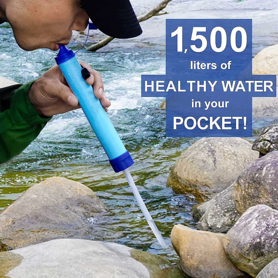 Personal Straw Water Filtration System - Emergency Survival Water Purifier for Camping, Hiking - Cyprus