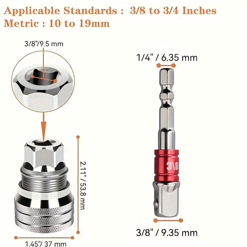 2 adet ayarlanabilir soket anahtarı seti, 10-19mm ve 3/8 "ila 3/4", Güncellenmiş 2023 Modeli - Kıbrıs