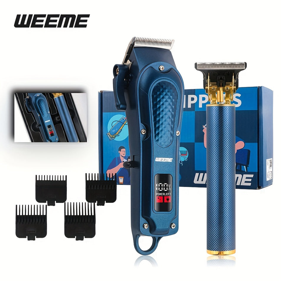 Weeme Profesyonel Erkek Saç Kesimi Kiti - USB Şarj Edilebilir T -Bıçak Kıyma ve Clipper Seti - Kıbrıs