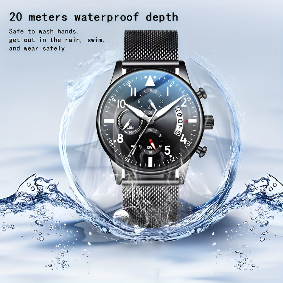 Ultra Thin Fashion Chronograph Men's Watch - Multifunctional Waterproof Luminous Quartz Wrist Watch for Teens - Cyprus