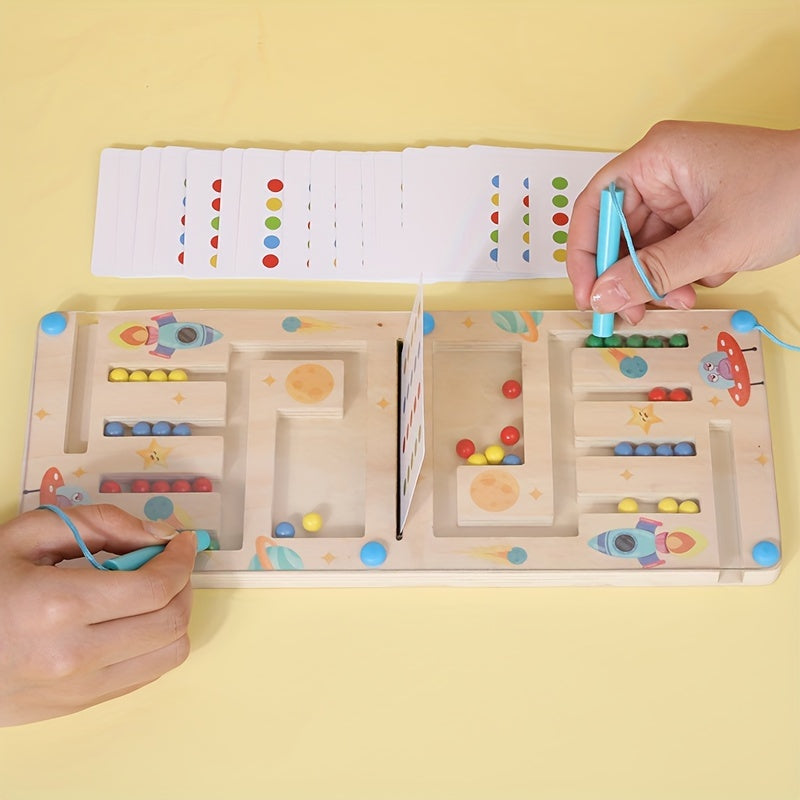 Dual-Player Wooden Bead Runner Game for Kids - Cyprus