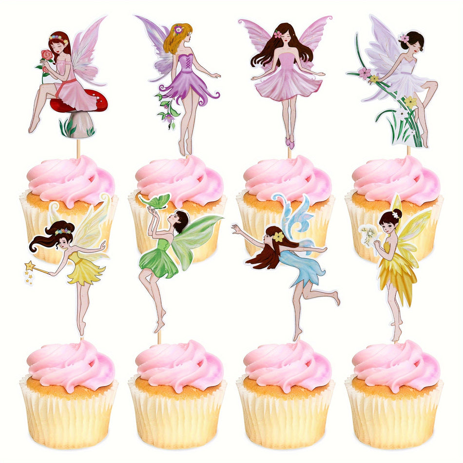 🔵 32pcs Flower Fairy Cupcake Toppers для эльфов тема детского душа - Кипр