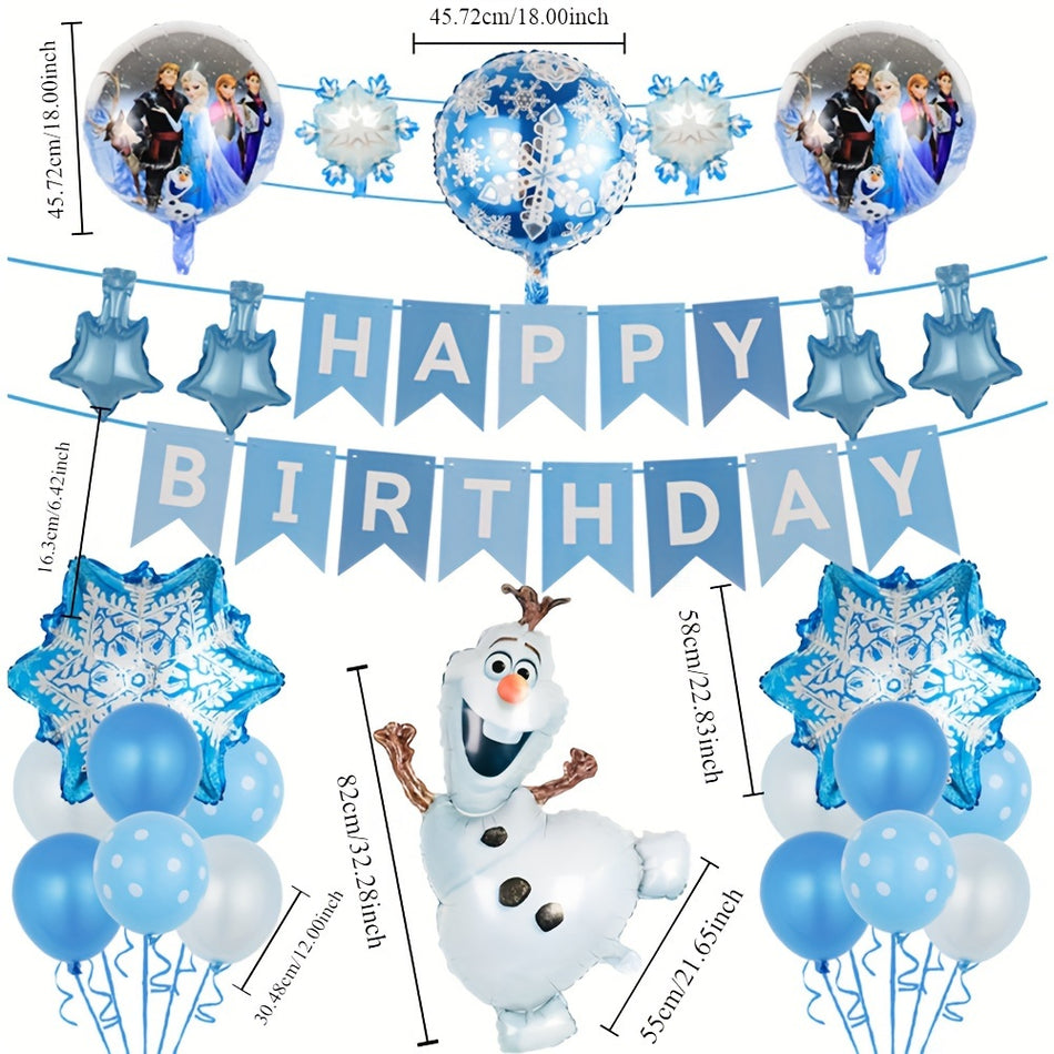 🔵 Disney Frozen Birthday Balloon Set с воздушными шарами Elsa, Anna, Olaf & Snowflake - бренд UME - Кипр