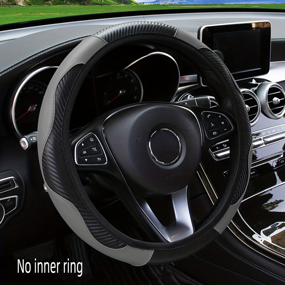 No Inner Ring Carbon Fibre PU Leather Steering Wheel Cover - Cyprus