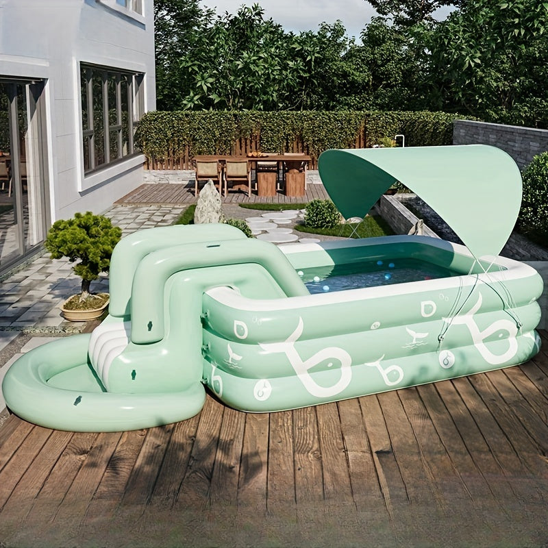 Ultimate Family Fun Inflatable Pool with Slide & Sunshade - Cyprus