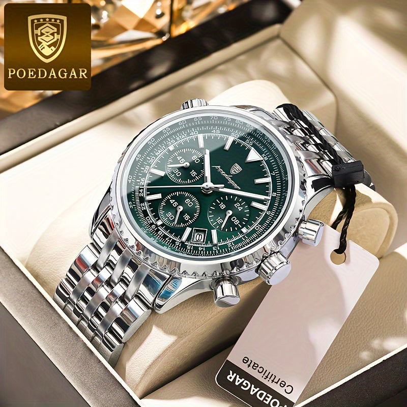 Luxury Men's Stainless Steel Watch - Waterproof, Luminous, Calendar & Chronograph - Cyprus