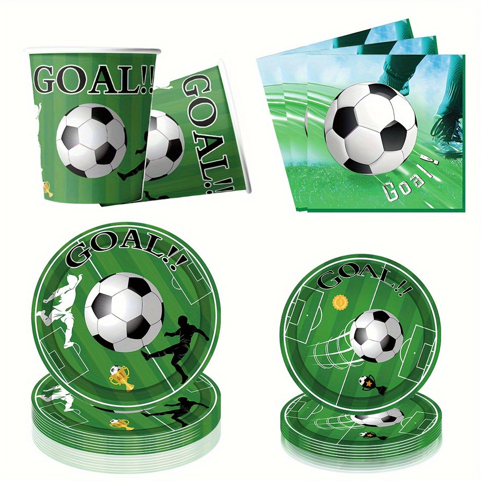 🔵 Football Theme Birthday Party Decorations - Disposable Dinnerware Set - Party Atmosphere Props - Cyprus
