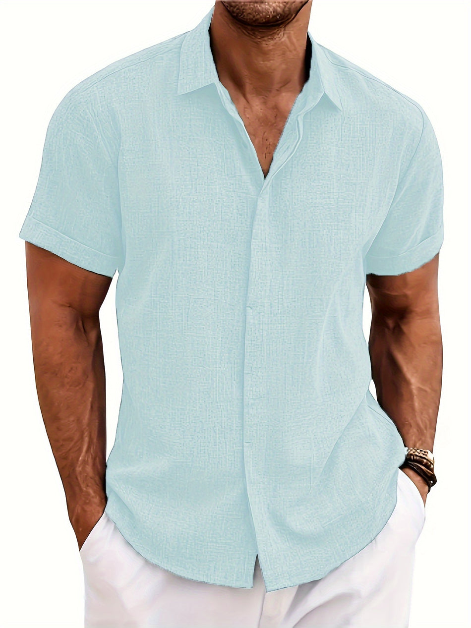 Summer Leisure Short Sleeve Button Down Shirt - Cyprus