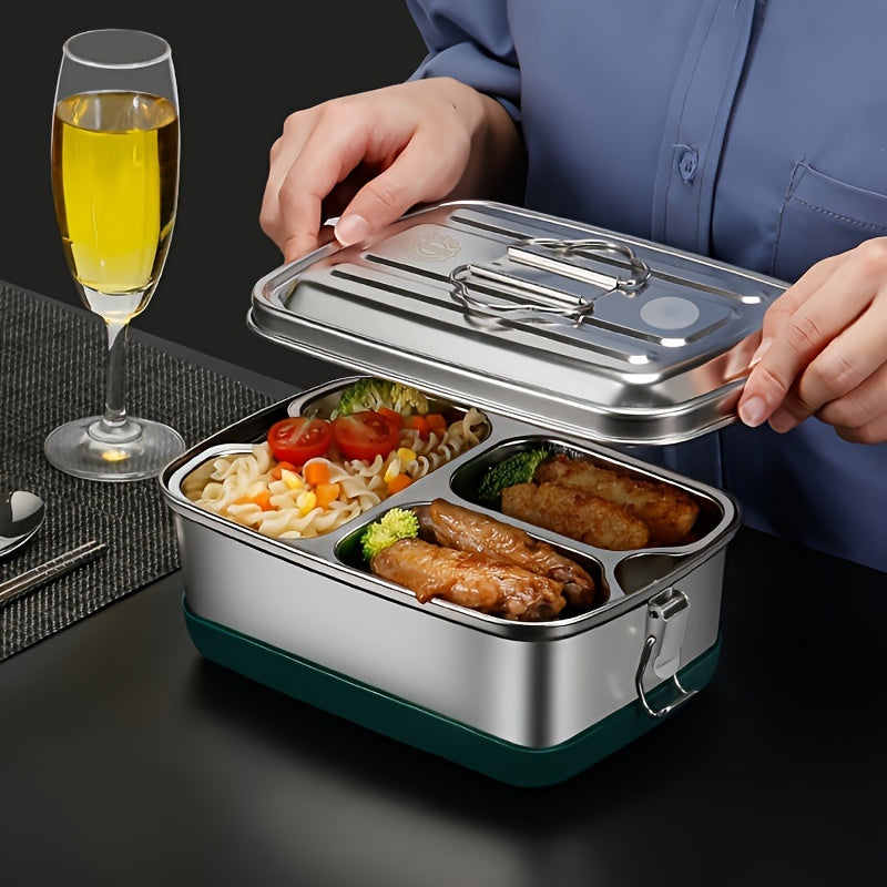 Extra-Durable 304 Stainless Steel 2L Square Bento Box with Silicone Seal