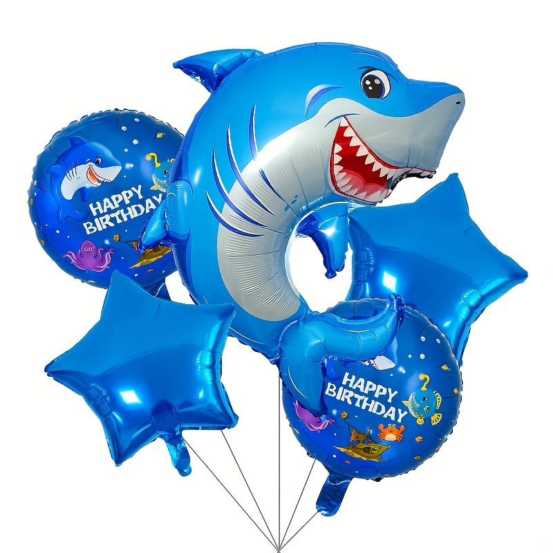 🔵 Okyanus Temalı Doğum Günü Partisi Balon Dekorasyon Seti - Köpekbalığı Yengeç Alüminyum Film Balon Düzenlemesi - Kıbrıs