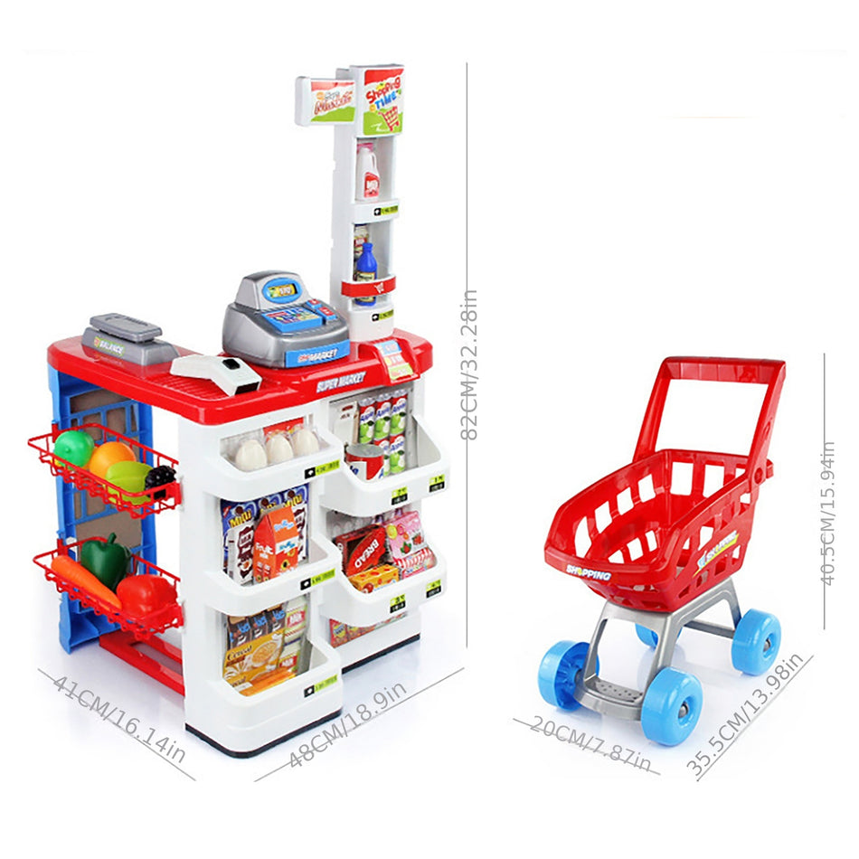 Children's Supermarket Shopping Cart Playset with Toy Groceries - Cyprus