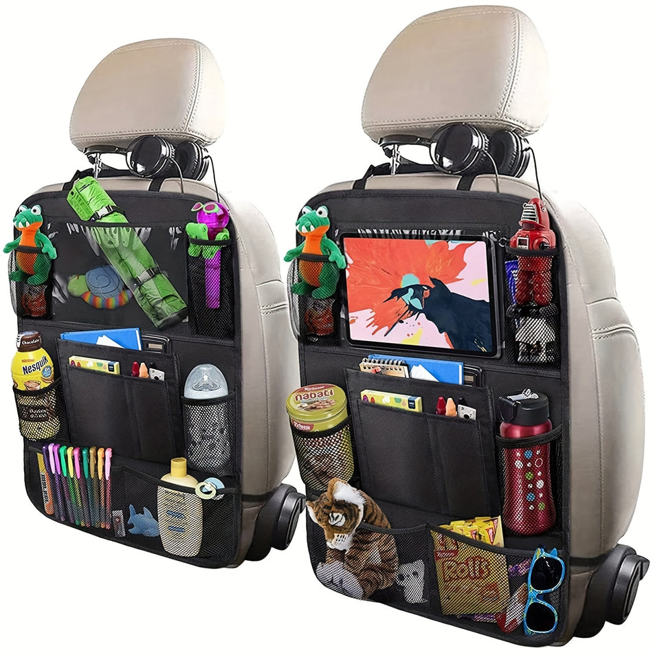 Car Travel Accessories With 9 Storage Pockets and Touch Screen Tablet Holder