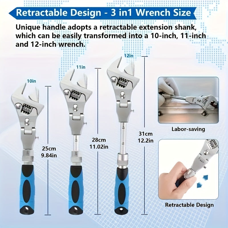 5-in-1 Adjustable Torque Wrench 25.4 cm Folding Spanner - Cyprus