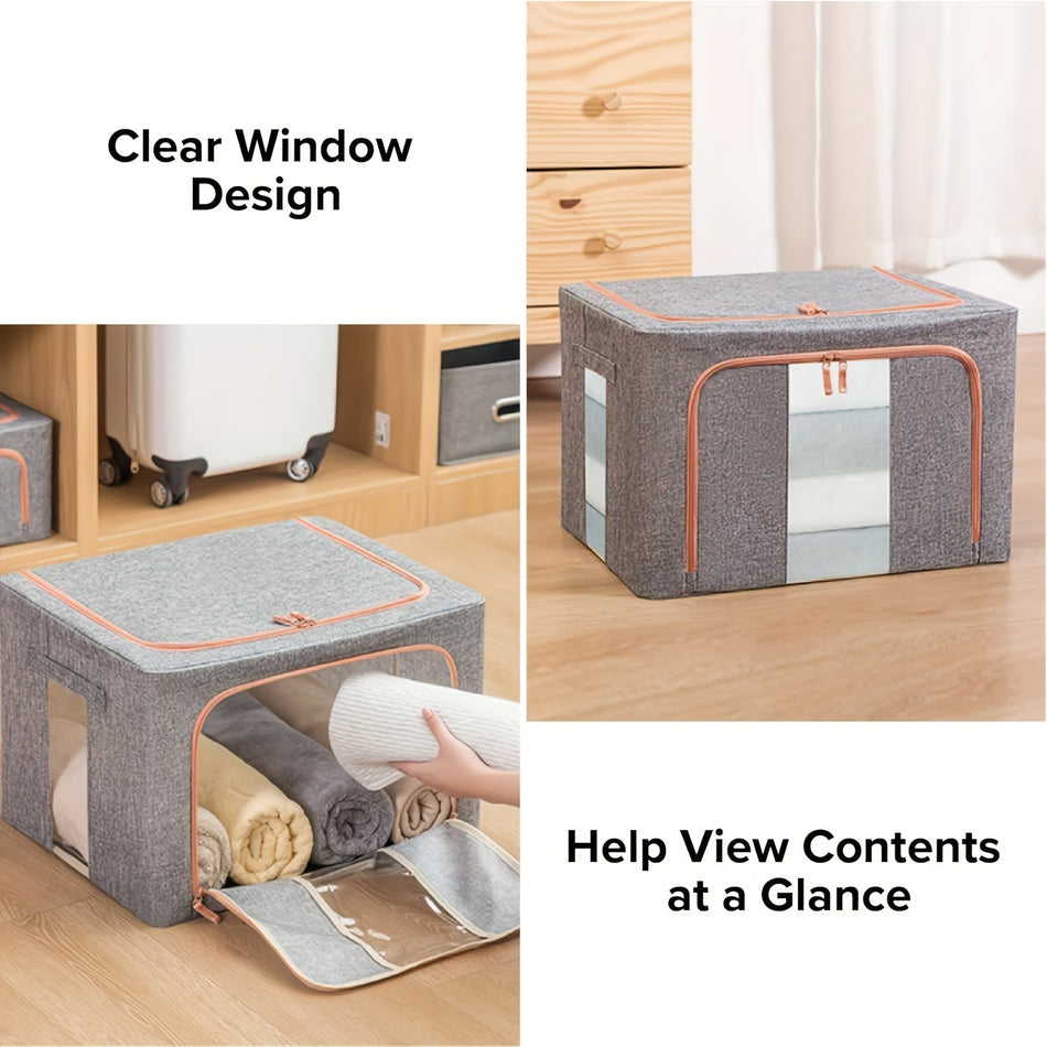 Foldable Waterproof Linen Storage Boxes with Steel Frame - Cyprus