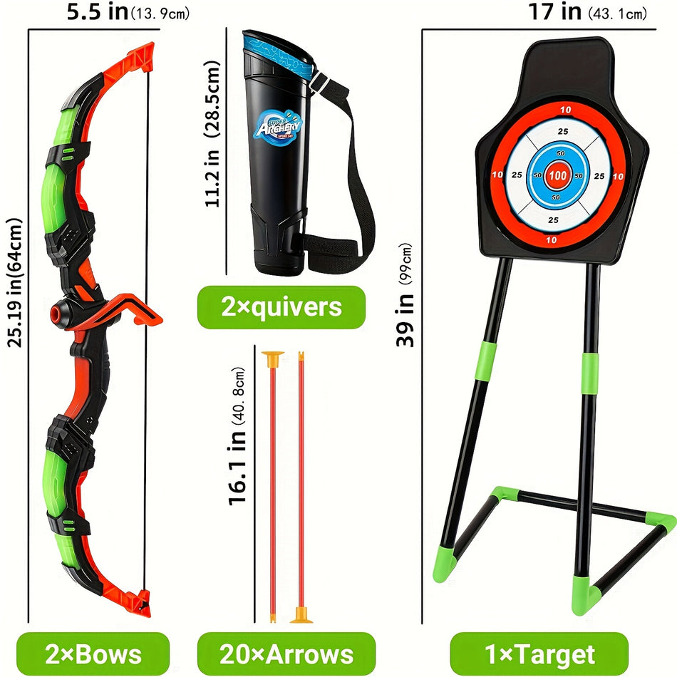 Kids LED Light Bow And Arrow Toy Set - 2 Bows, 20 Suction Cup Arrows, Target - Cyprus