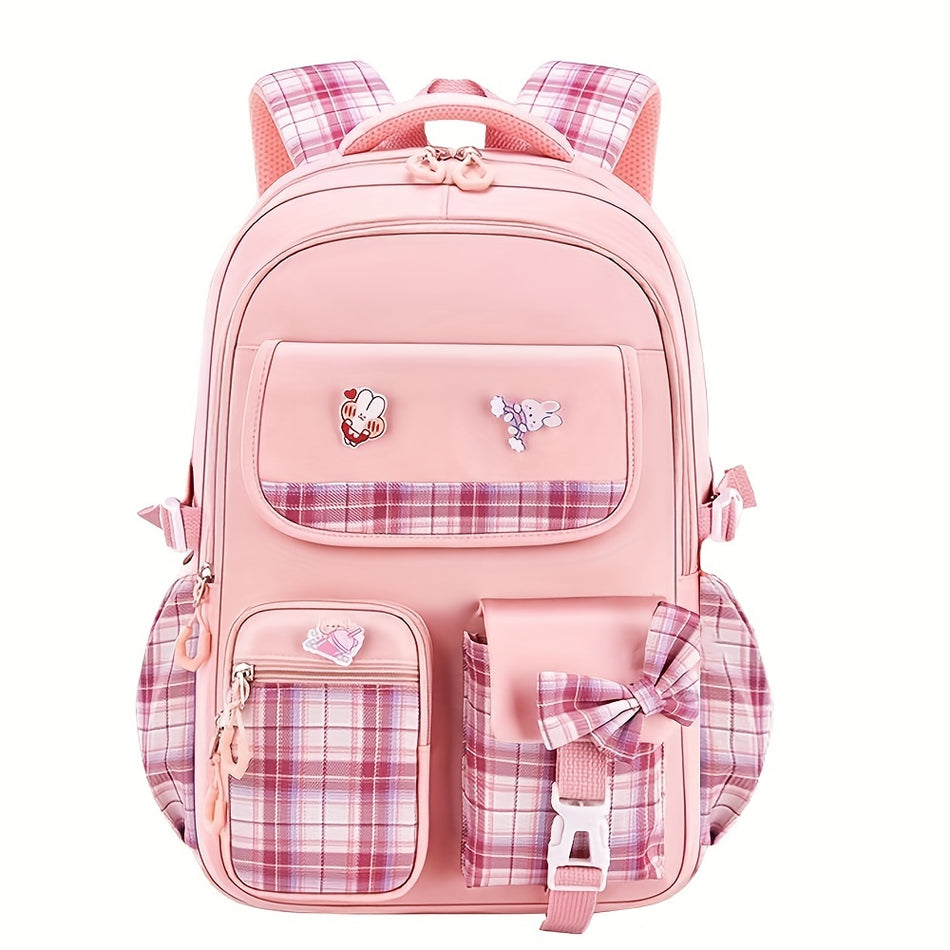 Lightweight Waterproof Casual Backpack with Cute Bow Decor - Cyprus