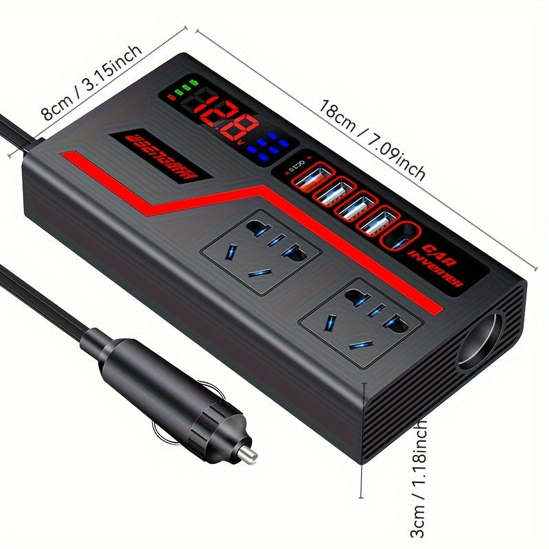 200W High-Power Car Inverter with LED Display & 4 USB Ports - Cyprus