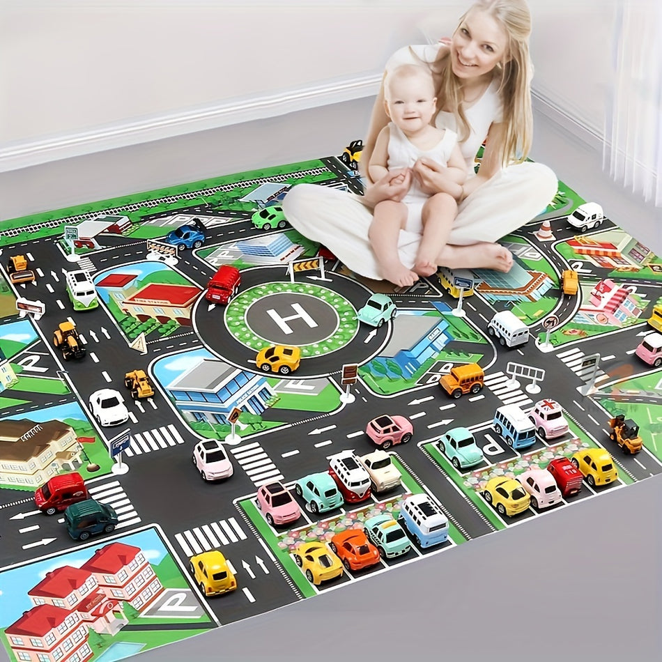 City Traffic Play Mat for Kids - Large Non-Woven Game Pad - Cyprus