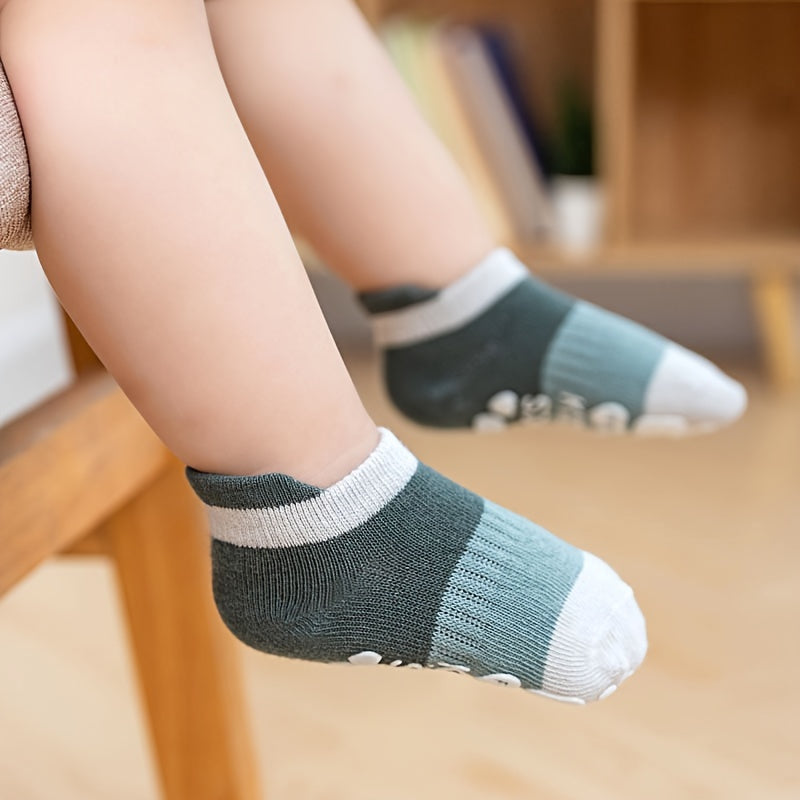 5 Pairs Of Baby's Cotton Blend Low-cut Socks, Comfy Breathable Non-slip Floor Socks For Daily Wearing