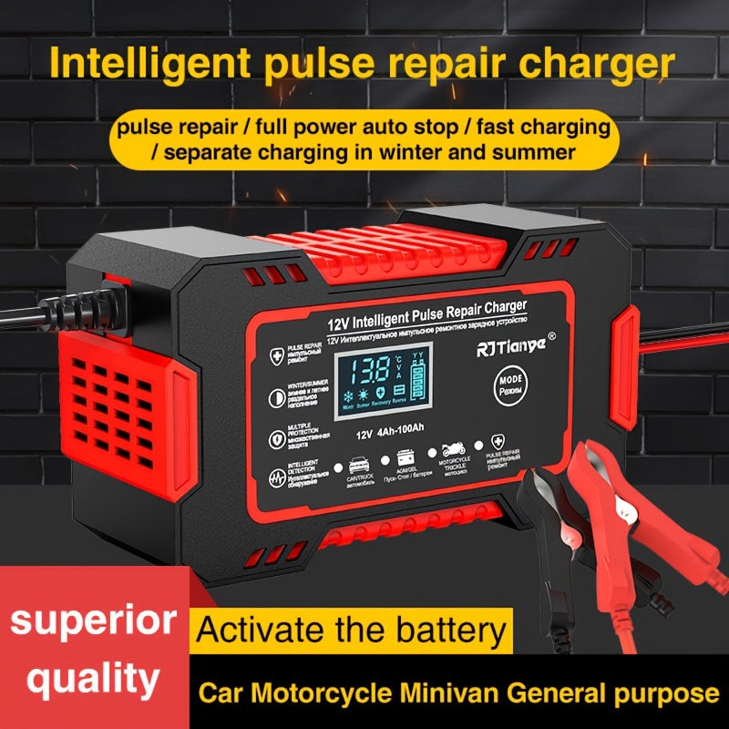 Smart Fast Charge UK Plug Car Battery Charger 12V 6A Pulse Repair LCD Display - Cyprus