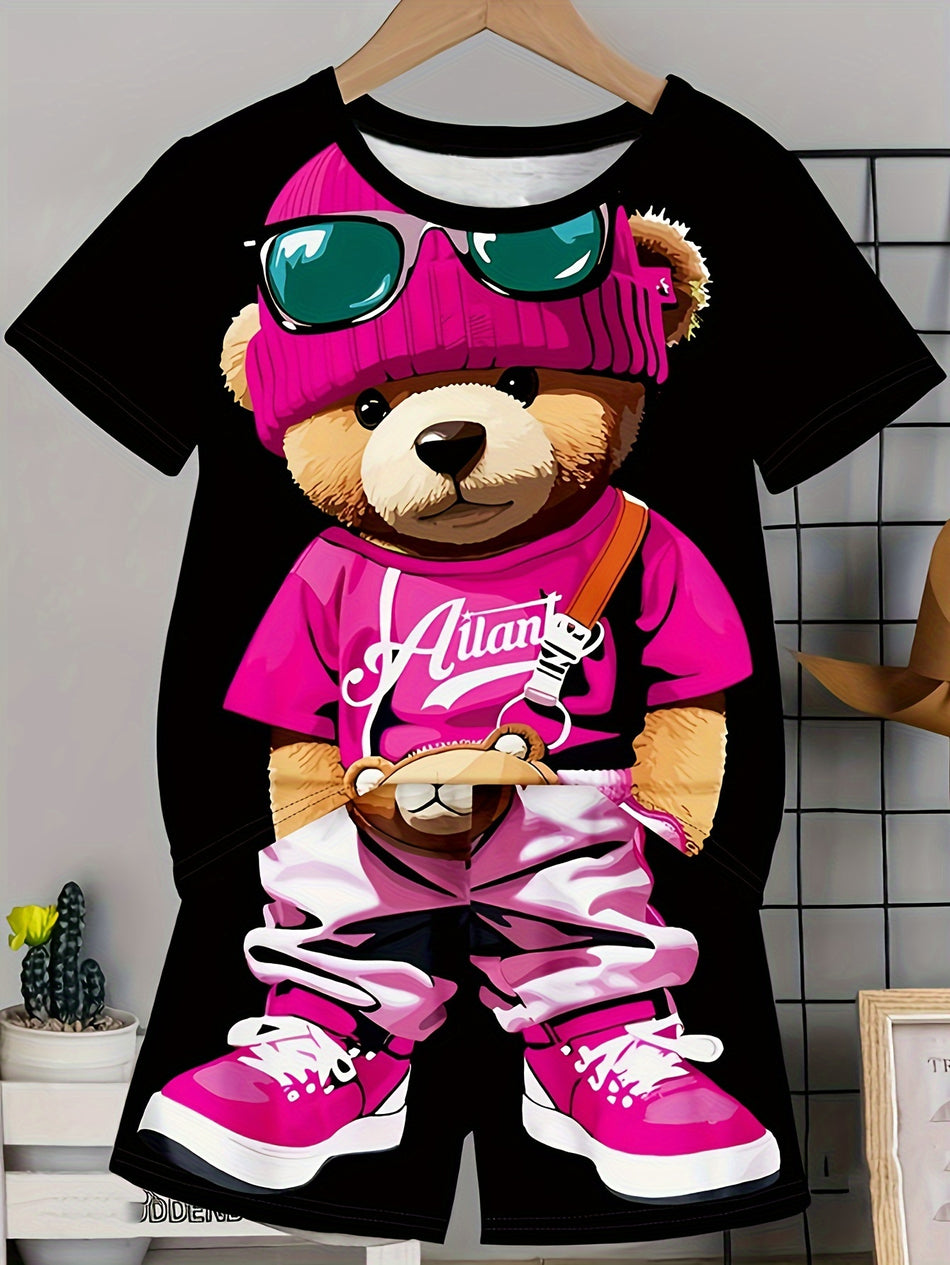 Hip Hop Bear Pattern Boys Boys 2pcs - Κύπρο