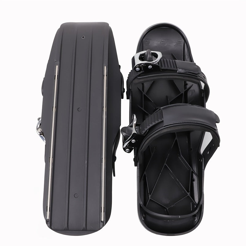 1 Pair Adjustable Mini Snow Sleds, ABS Material, Black, for Skiing and Snowboarding, Sports Sled Shoes