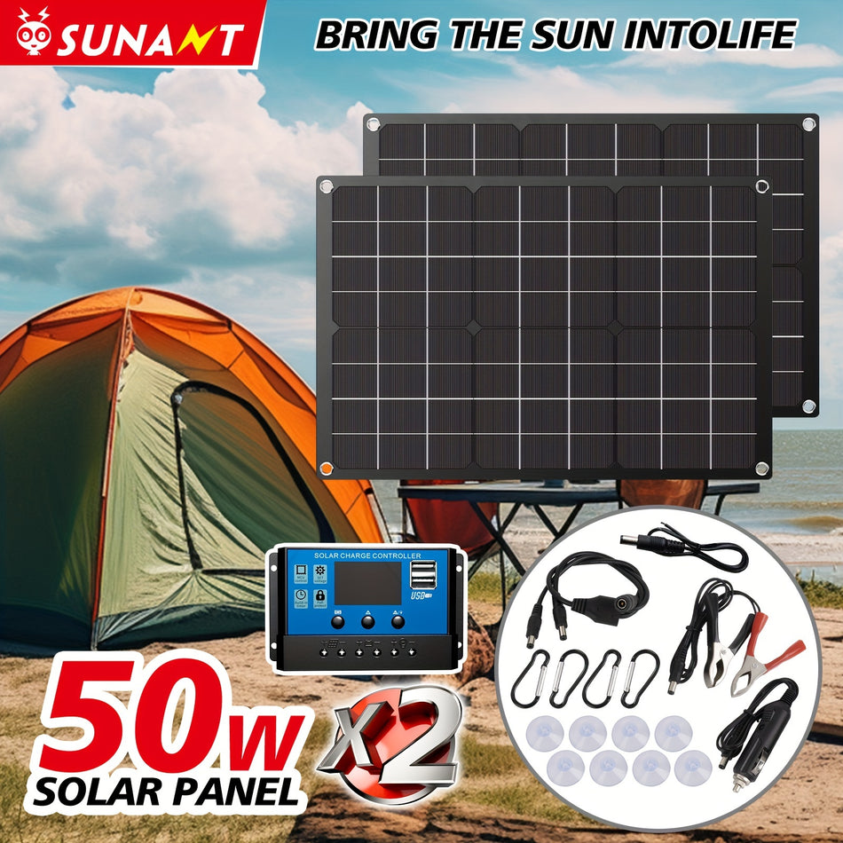 Chargeur de panneau solaire portable Sunant 50W avec interfaces DC et USB