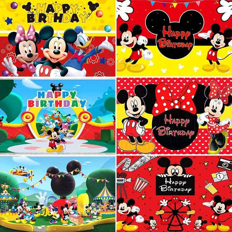 Mickey, Minnie, Daisy & Donald Duck Party Backdrop - Polyester Birthday Banner For Photography & Decorations - Cyprus