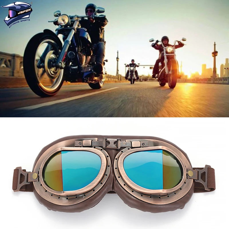 Yeni retro motosiklet gözlükleri erkekler vintage moto klasik gözlük pilotu steampunk rüzgar geçirmez toz geçirmez gözlükler açık hava spor gözlükleri