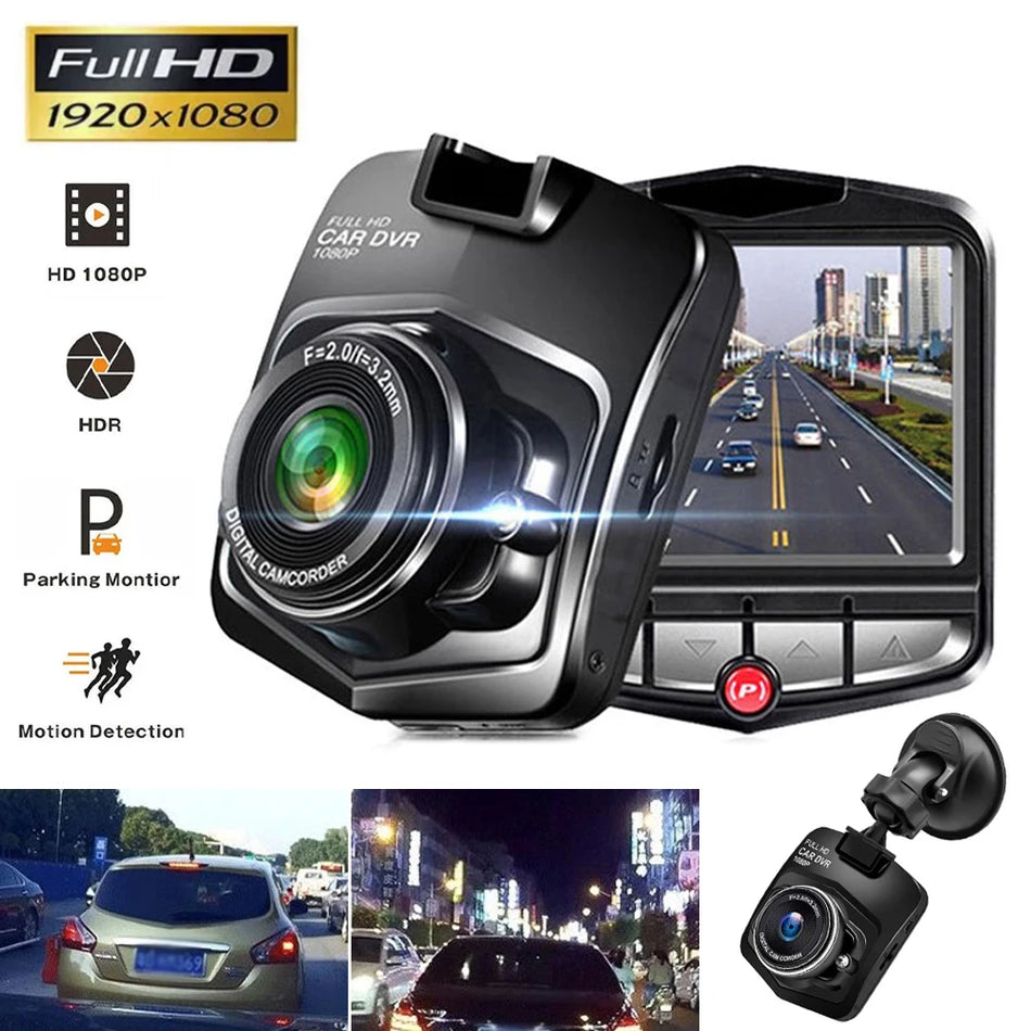 Evrensel Araba Dash Cam 1080p Araba DVR Sürüş Kaydedici 2.2 "LCD Ekran Döngü Kaydı 24H Park Park İzleme Hareket Algılama