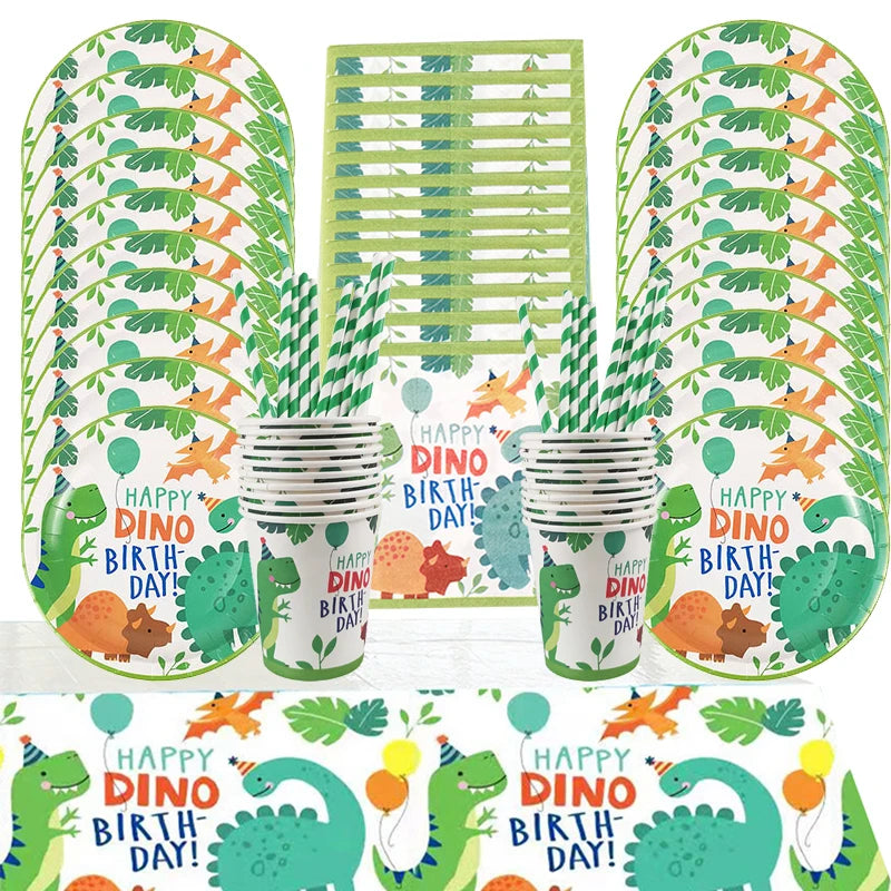 Dinosaur Party Tableware Set Kid's Happy Birthday Decorations - Cyprus