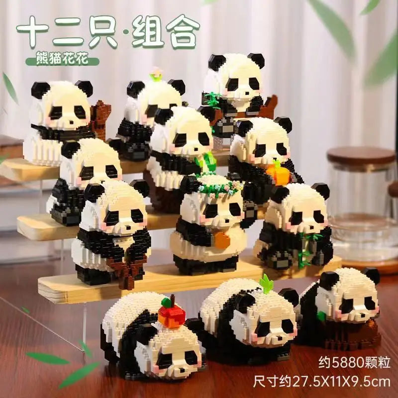 🔵 Panda Yapı Taşları Çocuklar için 6 ila 10 yaşındayken Çocuk Oyuncak Eğitim Mikro Yapı Taş Bebek Tuğlalar Bulmaca Oyuncak Kız Oyunları Hediyesi