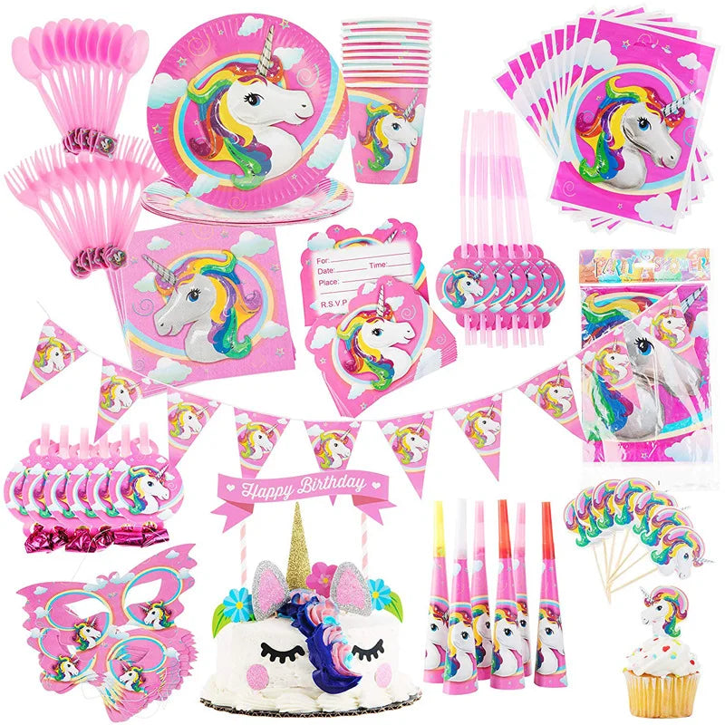 Rainbow Unicorn Party Supplies Set - Perfect for Birthdays and Baby Showers! - Cyprus