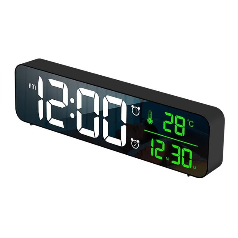 LED Digital Alarm Clock Snooze Temperature Date Display USB Desktop Strip Mirror LED Clocks for Living Room Decoration