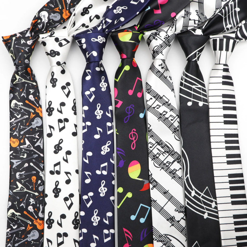 Colourful Musical Notes Skinny Tie for Men - Cyprus