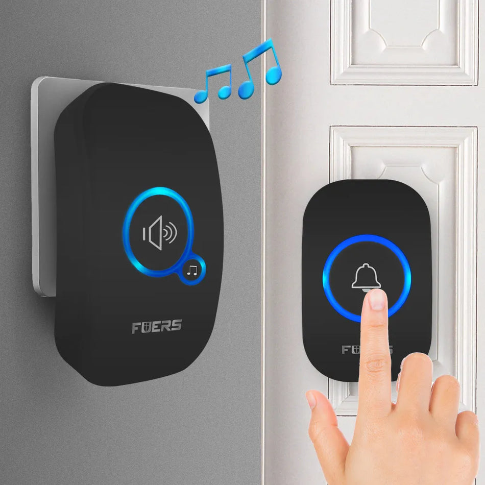 FUERS M557 Ασύρματο κουδούνι 433MHz Home Welcom Smart Doorbell 150μ Long Wireless Distance 32 Τραγούδια σπίτι καλωσορίσ με χτυπήματα πόρτας