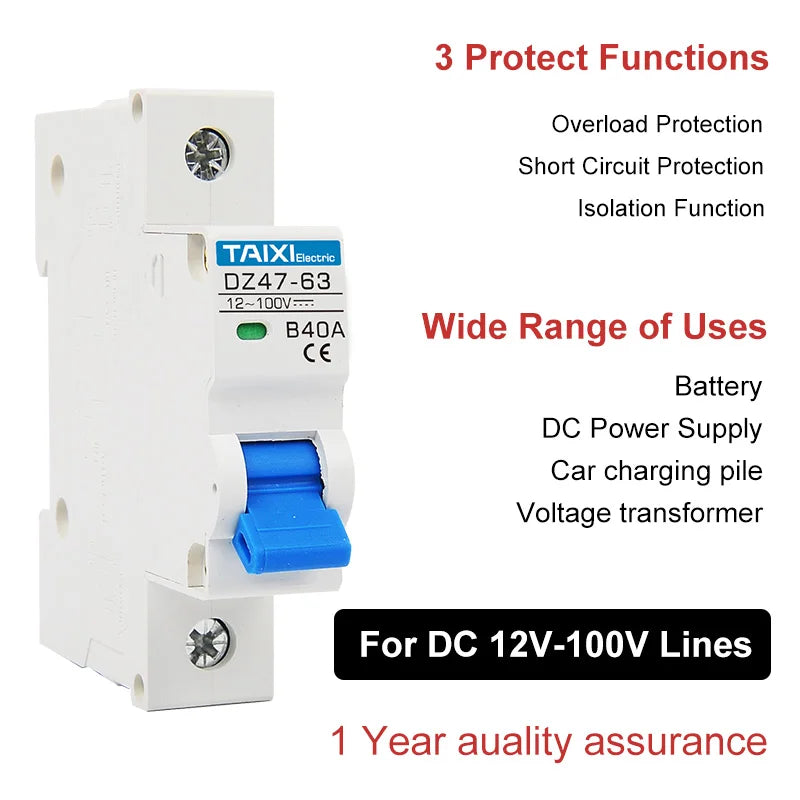 Chtaixi DC Mini-Leistungsschalter 1p/2p für Elektroautos, 6A-63A Batterieschutz