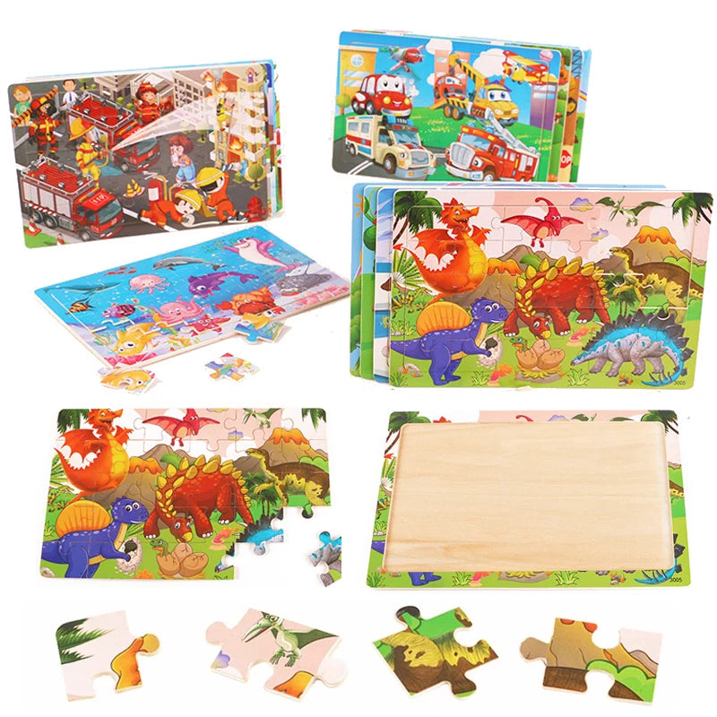 NEU 30 Teile Holz 3d Rätsel Cartoon Tier Jigsaw Puzzle Brettspiel Vorschule Montessori Bildungsspielzeug für Kinder