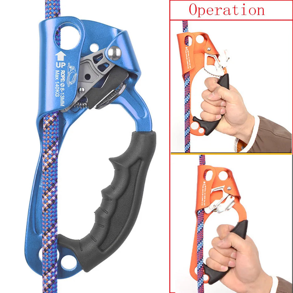 Rock Αναρρίχηση ορειβατική arborist χέρια Ascender Rappelling Gear Device Συσκευή εξοπλισμού σφιγκτήρα για σχοινί 8-12mm