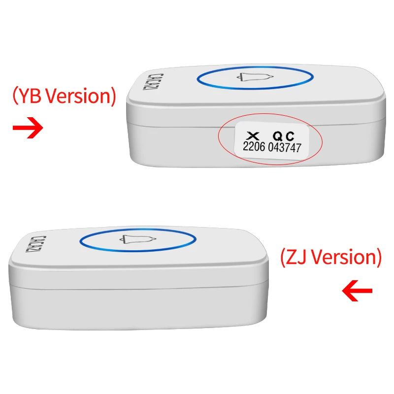 Cacazi Nur Knopf oder Empfänger für A10 Zwei Version ZJ oder YB Home Intelligent drahtlos wasserdichte Türklingel 300 m Range Türglocke