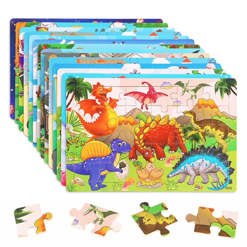 Yeni 30 adet ahşap 3d bulmaca karikatür hayvan yapboz masası oyunu okul öncesi Montessori çocuklar için eğitim oyuncakları