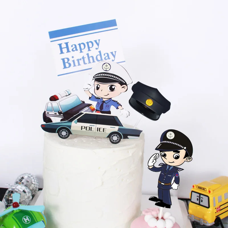 🔵 Police Car Happy Birthday Cake Topper with DIY Baking Supplies - Cyprus