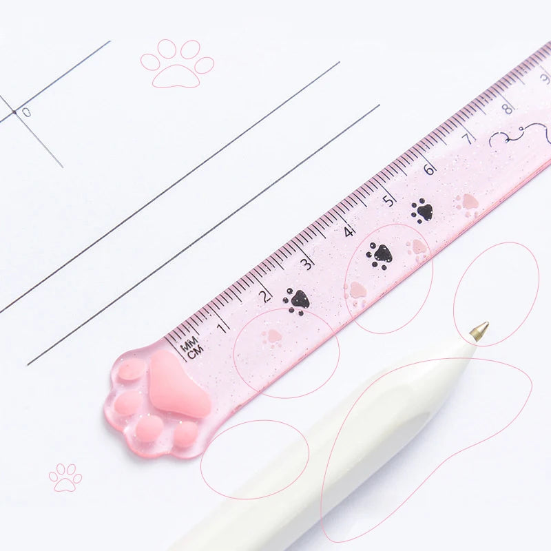 Cute Cat Paw Plastic Straight Ruler - Kawaii School Office Supplies - Cyprus